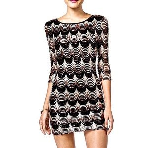 Crystal Doll size S Black Gold sequin dress